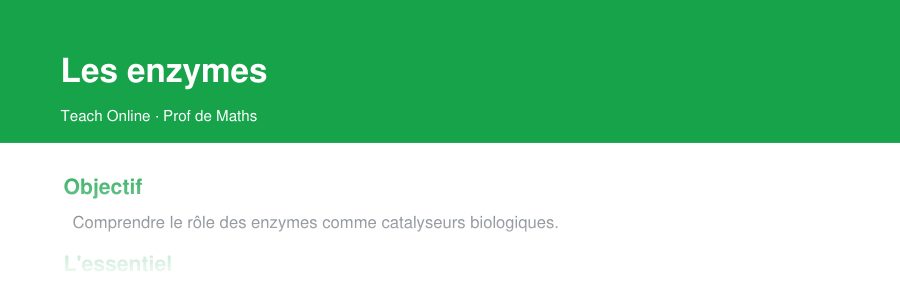 Aperçu : haut de la première page — Les enzymes