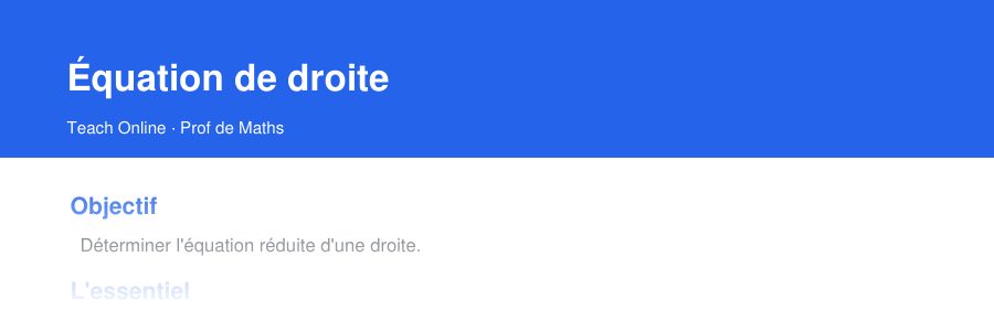 Aperçu : haut de la première page — Équation de droite