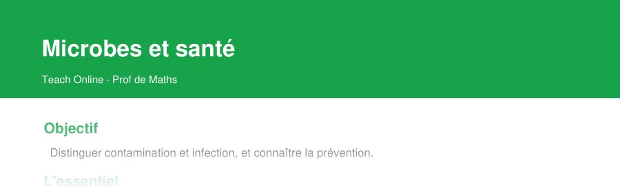 Aperçu : haut de la première page — Microbes et santé