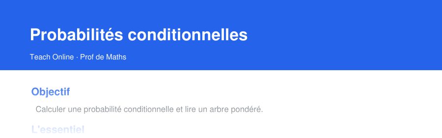 Aperçu : haut de la première page — Probabilités conditionnelles