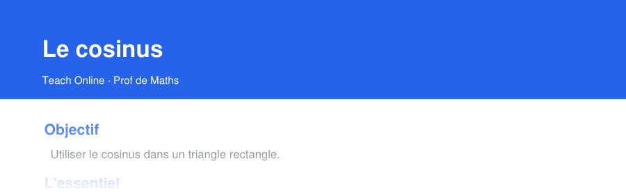 Aperçu : haut de la première page — Le cosinus