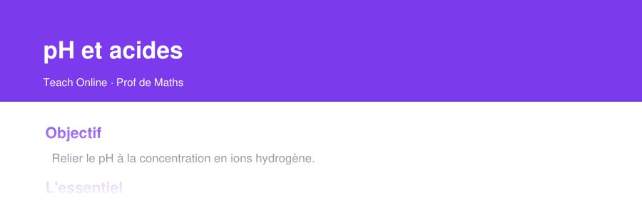 Aperçu : haut de la première page — pH et acides