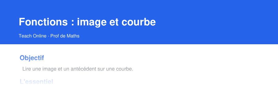 Aperçu : haut de la première page — Fonctions : image et courbe