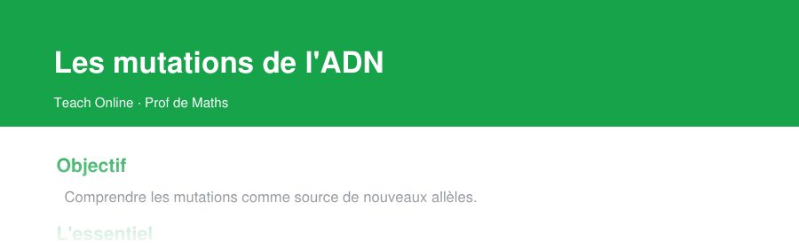 Aperçu : haut de la première page — Les mutations de l'ADN