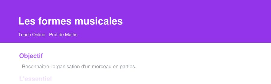 Aperçu : haut de la première page — Les formes musicales