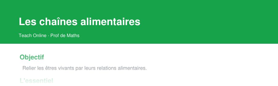 Aperçu : haut de la première page — Les chaînes alimentaires