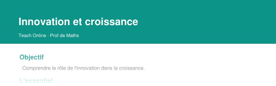 Aperçu : haut de la première page — Innovation et croissance