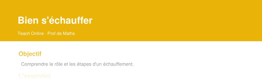 Aperçu : haut de la première page — Bien s'échauffer