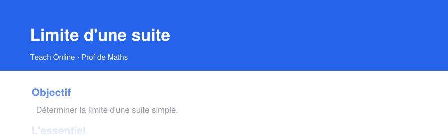 Aperçu : haut de la première page — Limite d'une suite