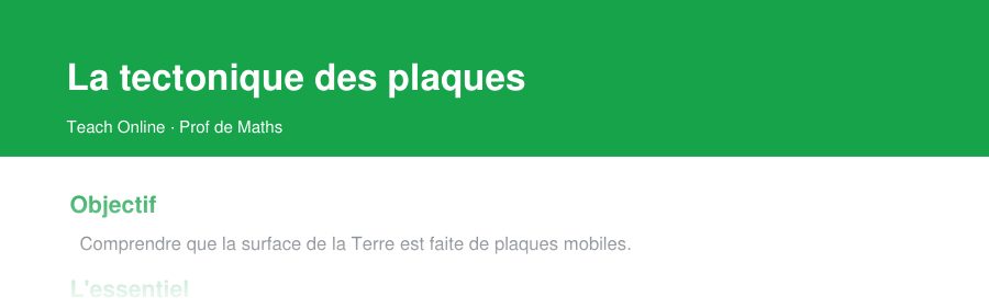 Aperçu : haut de la première page — La tectonique des plaques