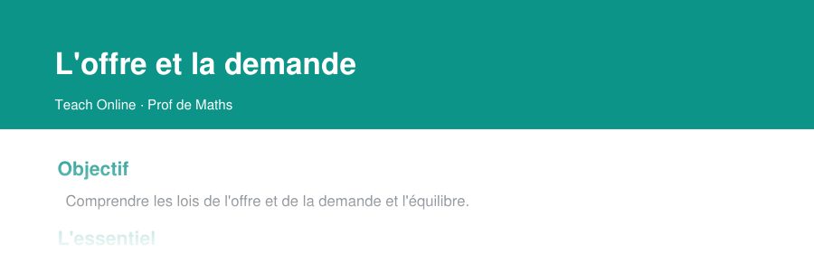 Aperçu : haut de la première page — L'offre et la demande