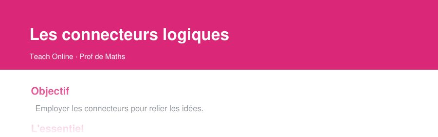 Aperçu : haut de la première page — Les connecteurs logiques