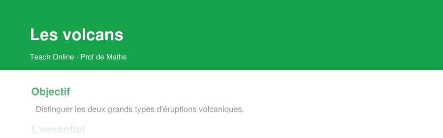 Aperçu : haut de la première page — Les volcans