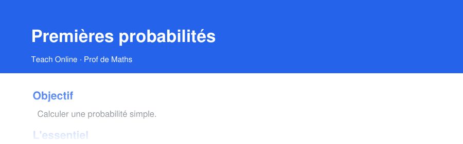 Aperçu : haut de la première page — Premières probabilités