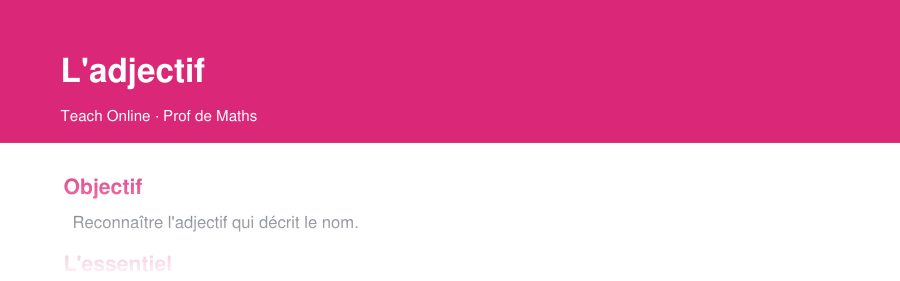 Aperçu : haut de la première page — L'adjectif