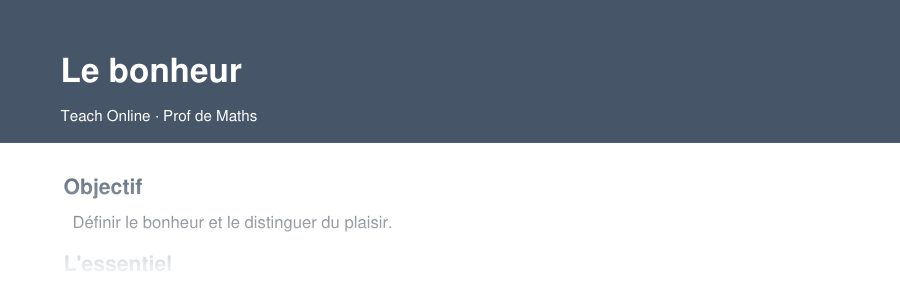 Aperçu : haut de la première page — Le bonheur