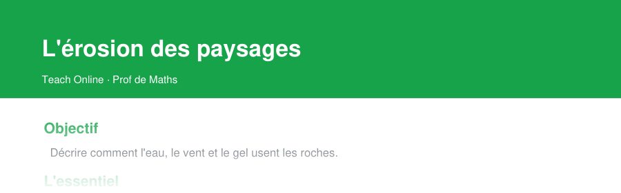 Aperçu : haut de la première page — L'érosion des paysages