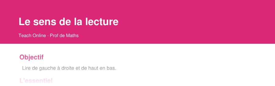 Aperçu : haut de la première page — Le sens de la lecture