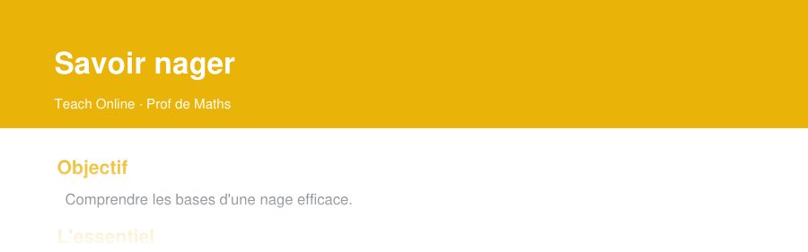 Aperçu : haut de la première page — Savoir nager