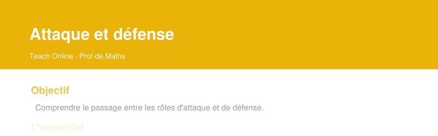 Aperçu : haut de la première page — Attaque et défense