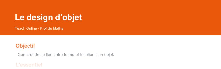 Aperçu : haut de la première page — Le design d'objet