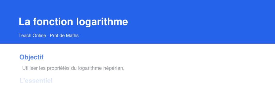 Aperçu : haut de la première page — La fonction logarithme