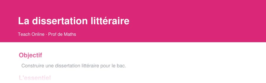 Aperçu : haut de la première page — La dissertation littéraire