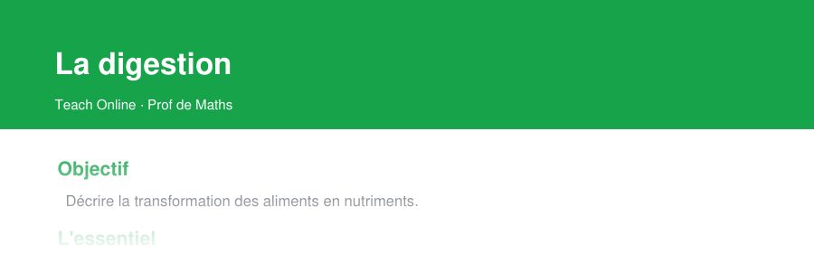 Aperçu : haut de la première page — La digestion