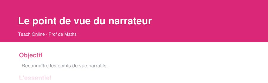 Aperçu : haut de la première page — Le point de vue du narrateur