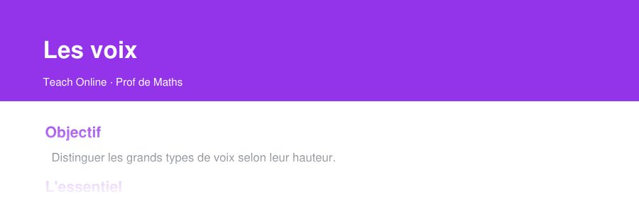 Aperçu : haut de la première page — Les voix