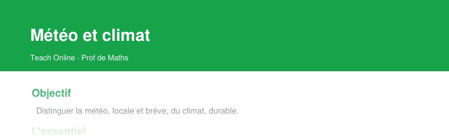 Aperçu : haut de la première page — Météo et climat