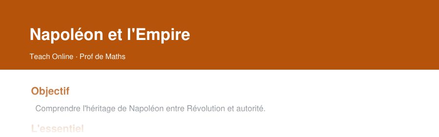 Aperçu : haut de la première page — Napoléon et l'Empire