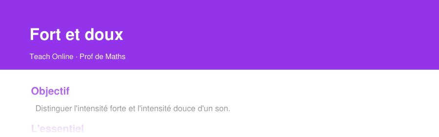 Aperçu : haut de la première page — Fort et doux