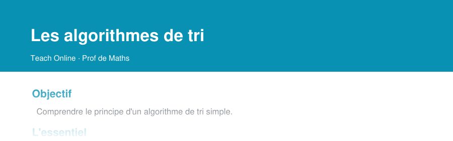 Aperçu : haut de la première page — Les algorithmes de tri