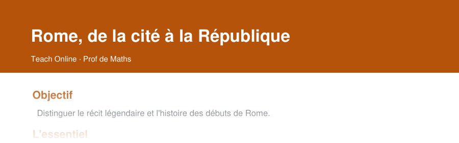 Aperçu : haut de la première page — Rome, de la cité à la République