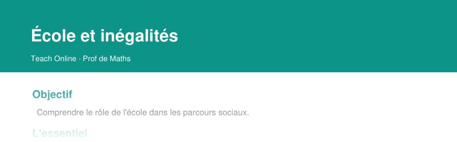 Aperçu : haut de la première page — École et inégalités