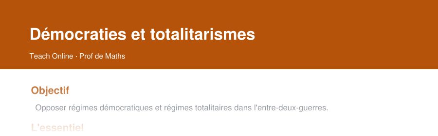 Aperçu : haut de la première page — Démocraties et totalitarismes