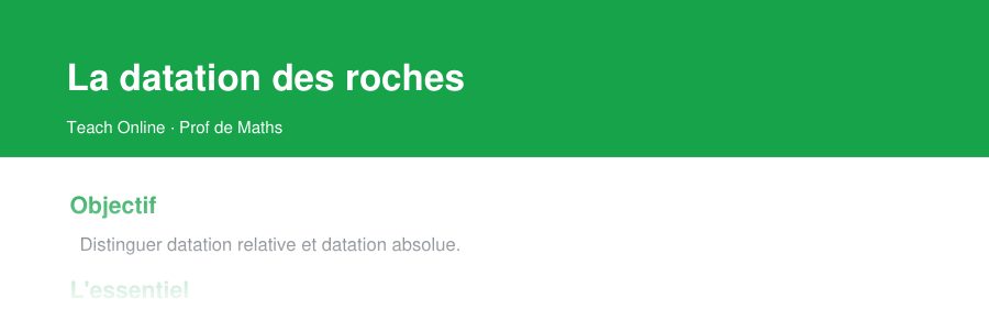 Aperçu : haut de la première page — La datation des roches