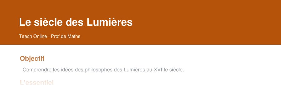 Aperçu : haut de la première page — Le siècle des Lumières