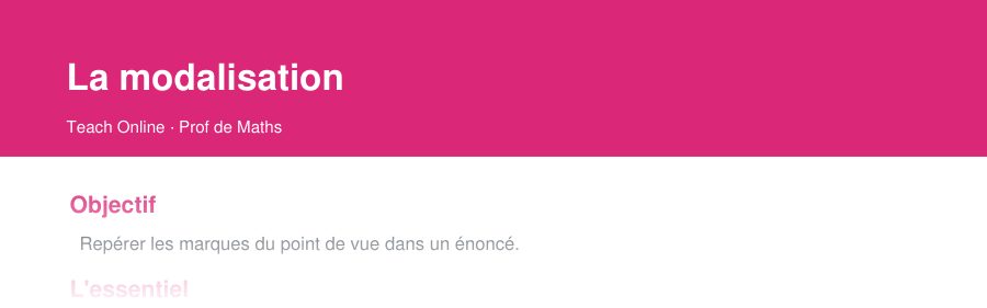 Aperçu : haut de la première page — La modalisation