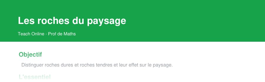 Aperçu : haut de la première page — Les roches du paysage