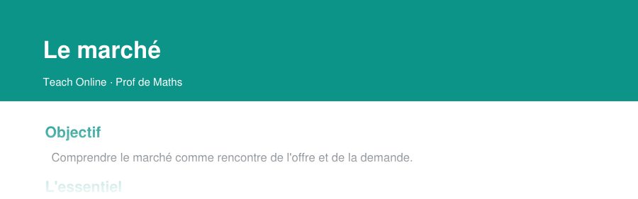 Aperçu : haut de la première page — Le marché