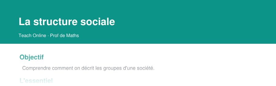 Aperçu : haut de la première page — La structure sociale