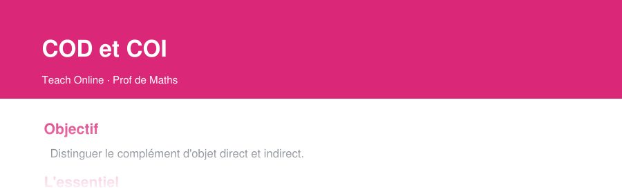 Aperçu : haut de la première page — COD et COI