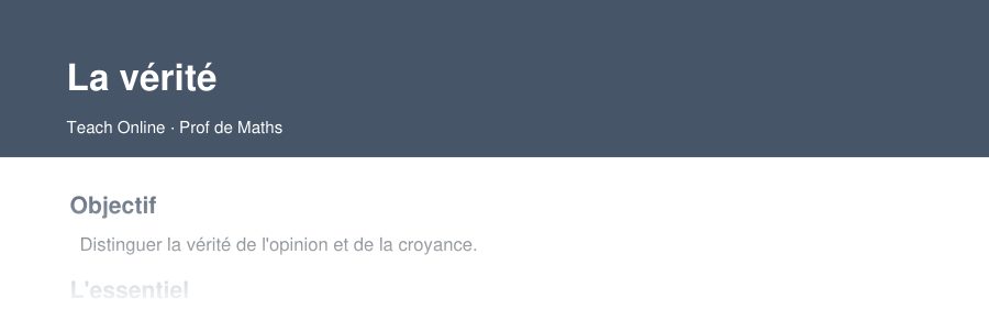 Aperçu : haut de la première page — La vérité