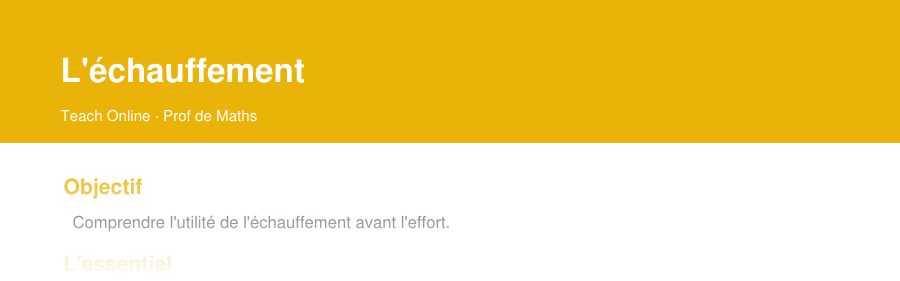 Aperçu : haut de la première page — L'échauffement