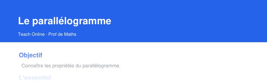 Aperçu : haut de la première page — Le parallélogramme