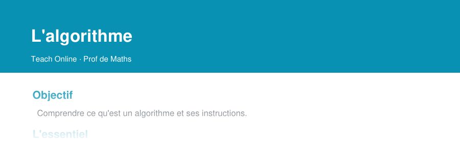 Aperçu : haut de la première page — L'algorithme