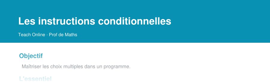 Aperçu : haut de la première page — Les instructions conditionnelles