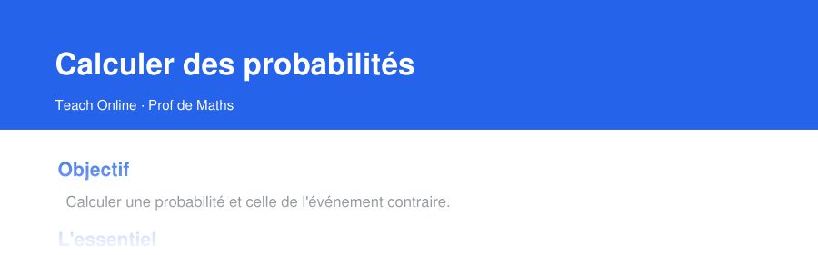 Aperçu : haut de la première page — Calculer des probabilités